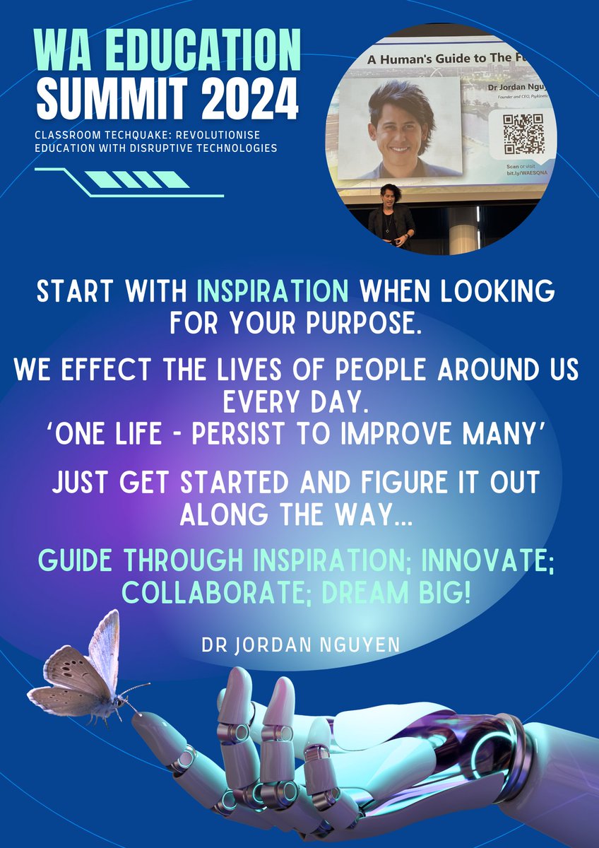 What an inspirational start to #WAES24 - just loved hearing from Dr Jordan Nguyen! 

Start with inspiration when looking for your purpose and DREAM BIG!