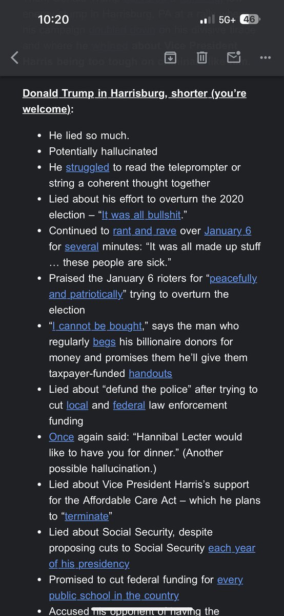 Victorshi2020's tweet image. Here’s the summary of Trump at NABJ and then in Harrisburg. It’s punchy, it has personality, it is exactly how it should be done. Read through these bullet points &amp;amp; then share it with everyone you know. /END.
