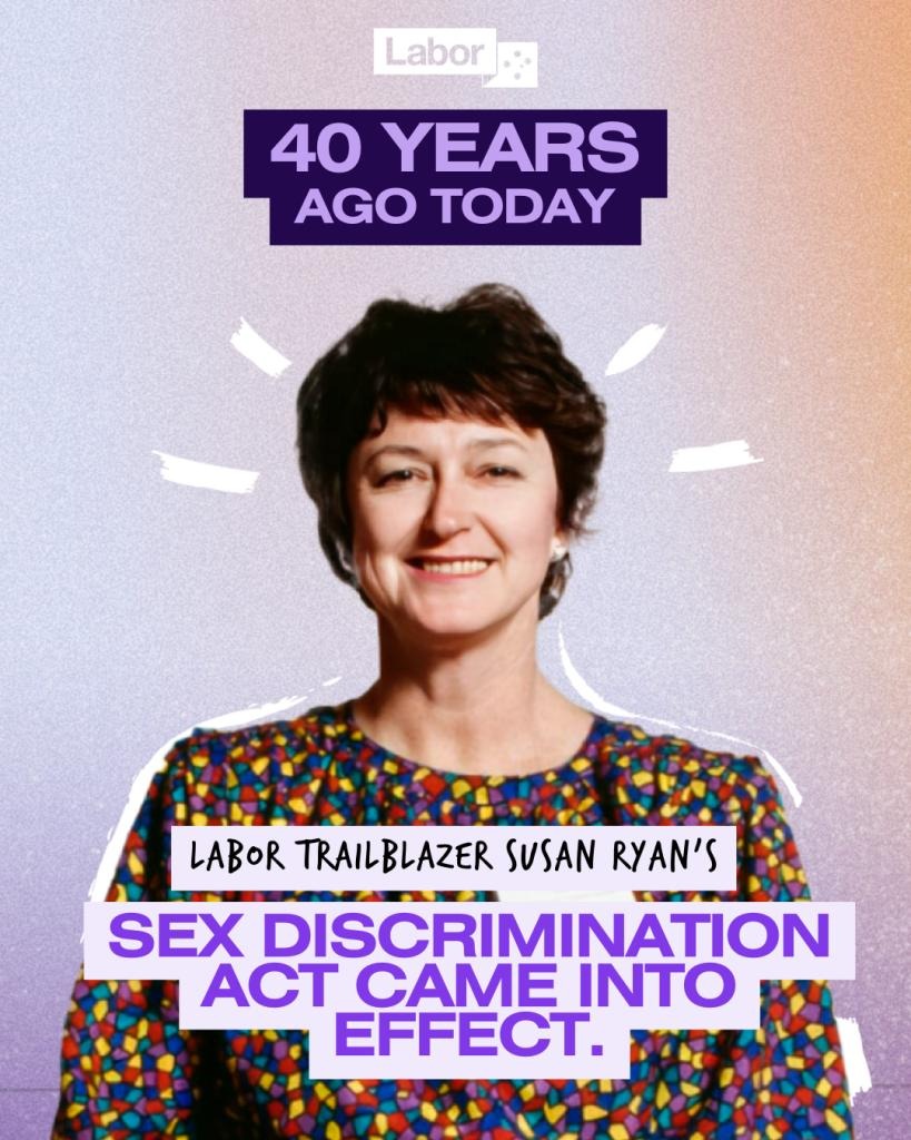 The Hawke Government's Sex Discrimination Act made Australia a better place for women. Today is its 40th birthday. 
The Albanese Government has built on that proud legacy through cheaper childcare, expanding parental leave, and implementing the Respect@Work report.