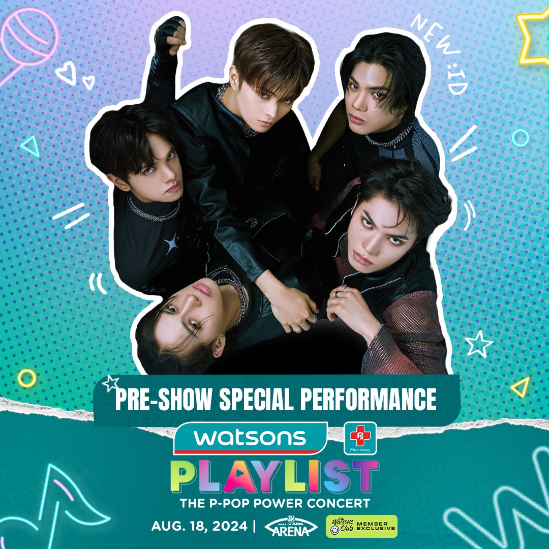 What's up, Watsons Club Members! 🎉 We've got more super surprises for you! 

NEW:ID will be joining the P-Pop Power Concert as pre-show special performer this August 18, 2024, at the SM Mall of Asia Arena!

Don’t miss out, Download the Watsons App now to get your free tickets!