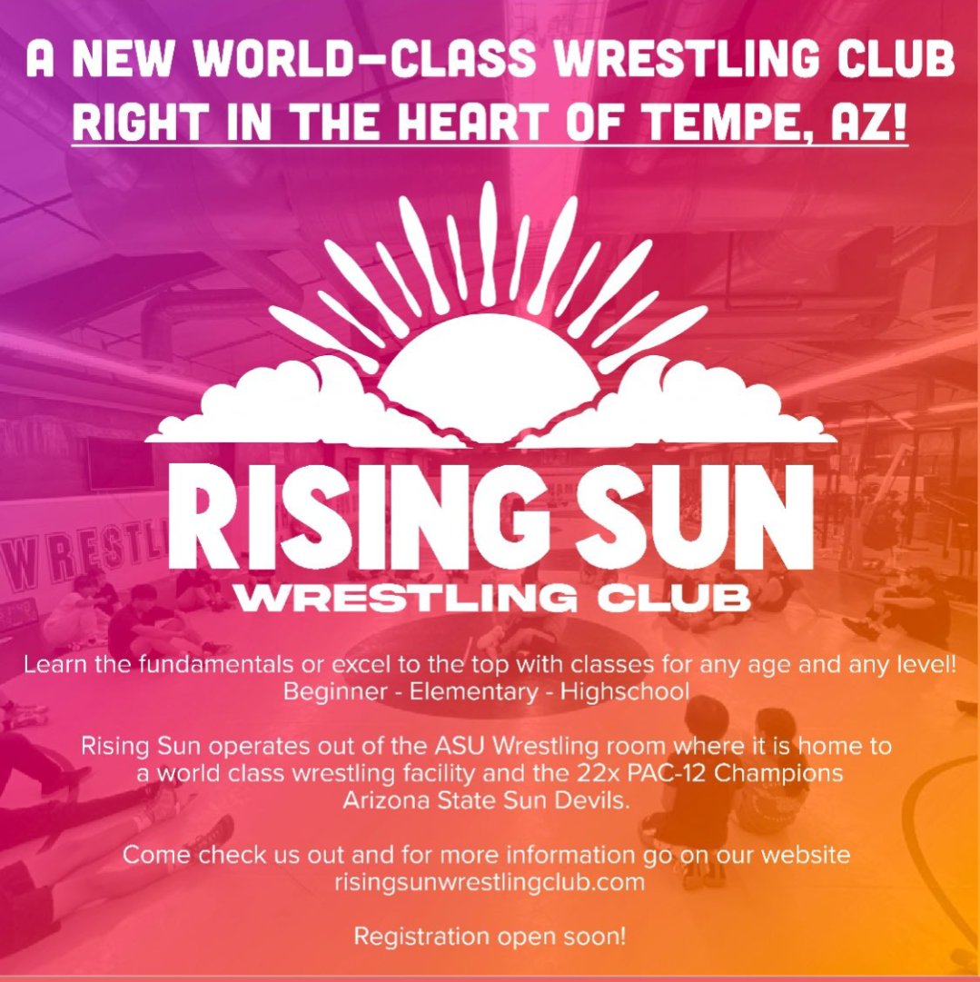 Join the best at Rising Sun Wrestling Club in Tempe, AZ! 🏆 Classes for all ages &amp; levels. Train like a champion! #Wrestling #TempeAZ #YouthSports