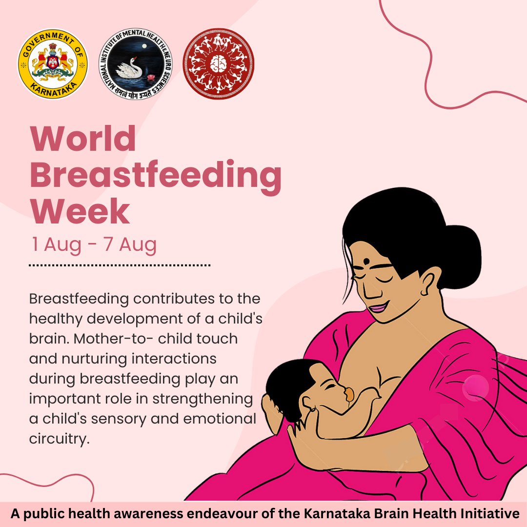 🌟 Happy #BreastfeedingWeek! 🌟 Breastfeeding boosts brain health, fueling cognitive development for a brighter future. 🧠 Support mothers and visit your nearest brain health clinic for more info! 🤱 

#NIMHANS  #WorldBreastfeedingWeek #Breastfeeding #WorldBreastfeedingWeek2024