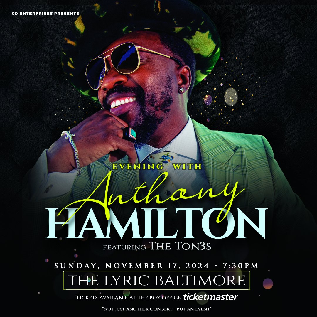CDEPresents's tweet image. 👀😍💥*JUST ANNOUNCED* @HamiltonAnthony performing Sun., Nov. 17th @lyricbaltimore- featuring The Ton3s (formerly the Hamiltones). ON SALE Fri., 8/2 @ 10AM 🎟ticketmaster.com/event/150060F2… [‼️➡️Presale Thurs., 8/1 10am-10pm, PWD: LYRIC]