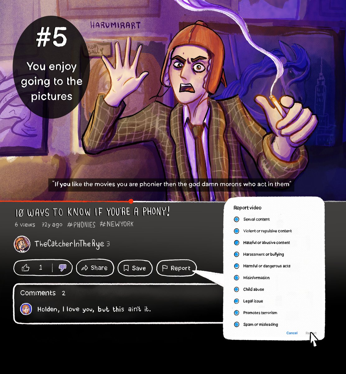 Harumirart's tweet photo. #thecatcherintherye if you can tell what background I based this off of you have good taste in youtubers https://t.co/NlovplRoAt