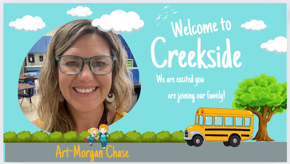 🎨 Exciting News! 🎨 We're thrilled to welcome Morgan Chase to Creekside! Get ready to unleash your creativity and embark on an artistic journey this year. Let's give a warm welcome to our new art teacher!