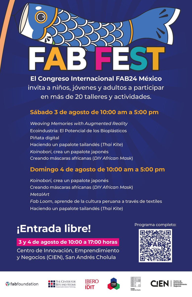 👇🏽👇🏽👇🏽👇🏽👇🏽👇🏽 asistan a los talleres y actividades que el #FabFest #Fab24 tendrá este fin de semana en el <a href="/CienPuebla/">CIEN Puebla</a>
