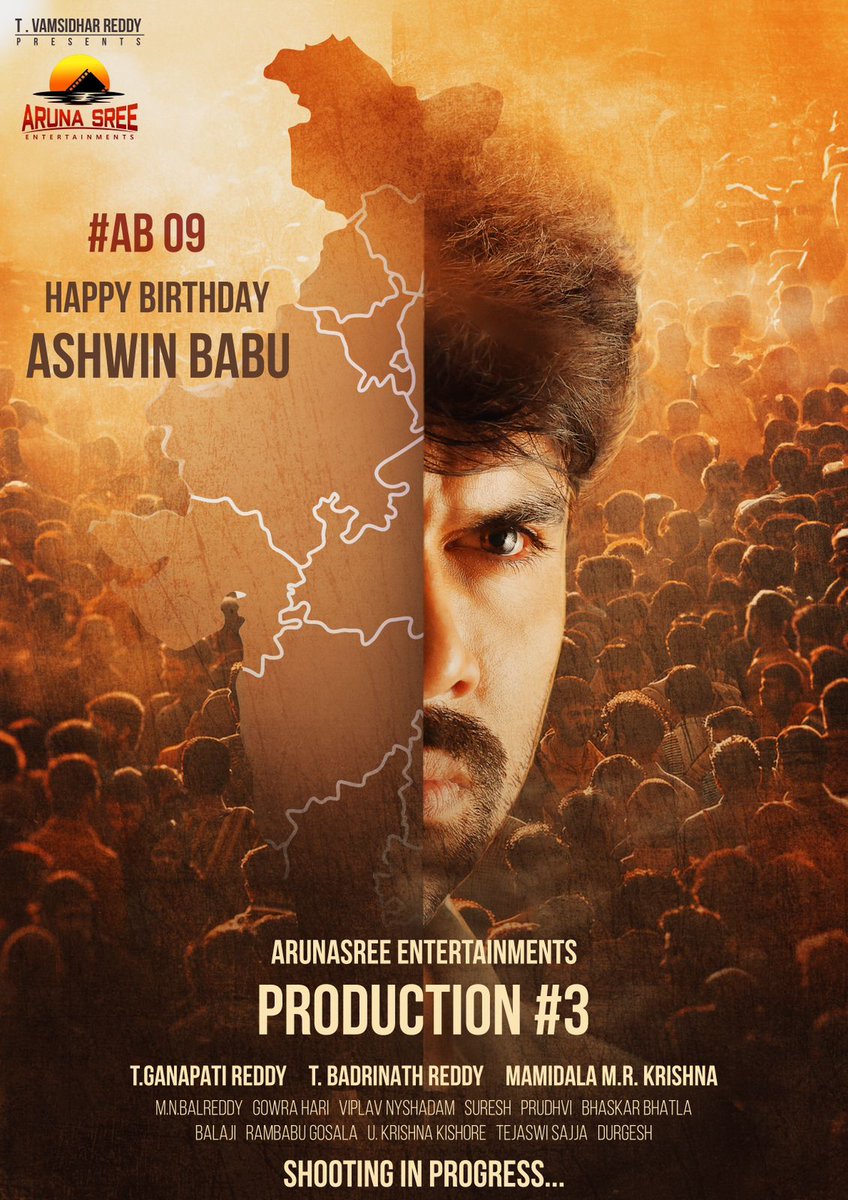 Sreekanth (@sreekanth_offi) on Twitter photo Team <a href="/ArunasreeEnts/">Arunasree Entertainments</a>'s Production No.3 wishes <a href="/imashwinbabu/">Ashwin Babu</a> a very Happy birthday. 💐
Directed by #MamidalaMRKrishna
<a href="/GanapathiReddy_/">Ganapathi Reddy</a> <a href="/IRiyaSuman/">Riya Suman</a> @Gowraharik #BalreddyP #Ayeshakhan <a href="/yashnamuthuluri/">Yashna Muthuluri</a> <a href="/creatorkrish/">krishnnakishore</a> <a href="/durgesh_vt/">durga manik</a> @vamsi2226 @teju_pro @badri_nath_07
#HBDAshwinBabu Team <a href="/ArunasreeEnts/">Arunasree Entertainments</a>'s Production No.3 wishes <a href="/imashwinbabu/">Ashwin Babu</a> a very Happy birthday. 💐
Directed by #MamidalaMRKrishna
<a href="/GanapathiReddy_/">Ganapathi Reddy</a> <a href="/IRiyaSuman/">Riya Suman</a> @Gowraharik #BalreddyP #Ayeshakhan <a href="/yashnamuthuluri/">Yashna Muthuluri</a> <a href="/creatorkrish/">krishnnakishore</a> <a href="/durgesh_vt/">durga manik</a> @vamsi2226 @teju_pro @badri_nath_07
#HBDAshwinBabu