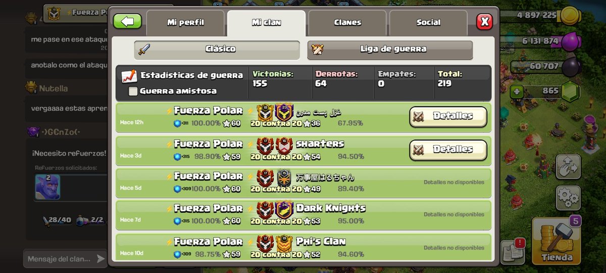 Y así culmina nuestra última guerra ante q empieze la cwl, si eres th14 th15 o th16 6 buscan clan vente y crece con nosotros no somos muchos pero nunca nos rendimos 💪

Viva Venezuela 🇻🇪 
Hasta el Final 💪🔥🔥🔥🇻🇪