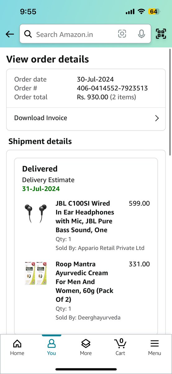 imarnab25's tweet photo. @amazonIN @amazon @AmazonHelp 
I ordered 2 items 
I only received 1 item but in the app it is showing delivered 
Please look into the issue 
I did not receive the jbl earphones worth 599 inr https://t.co/d0zr0YqvoP