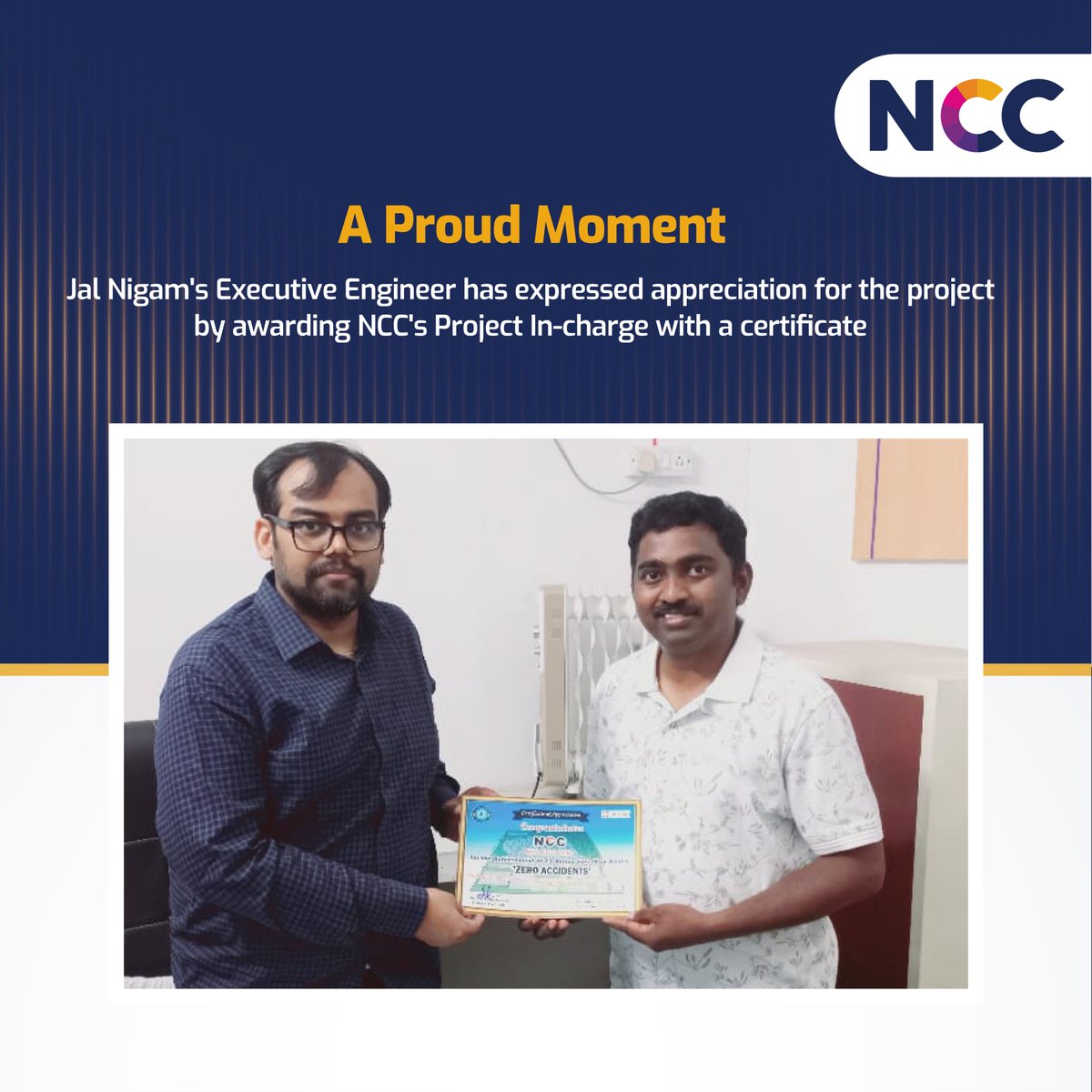 ncc_limited's tweet image. #NCC's #SWSM project has achieved a phenomenal #15Million #SafeManHours without any accidents! We’re honoured to receive a safety #excellenceaward from #UttarPradesh Jal Nigam (Rural).

#NCCLimited #JalJeevanMission #Achievement #Milestone #ZeroAccidents #RuralDevelopment