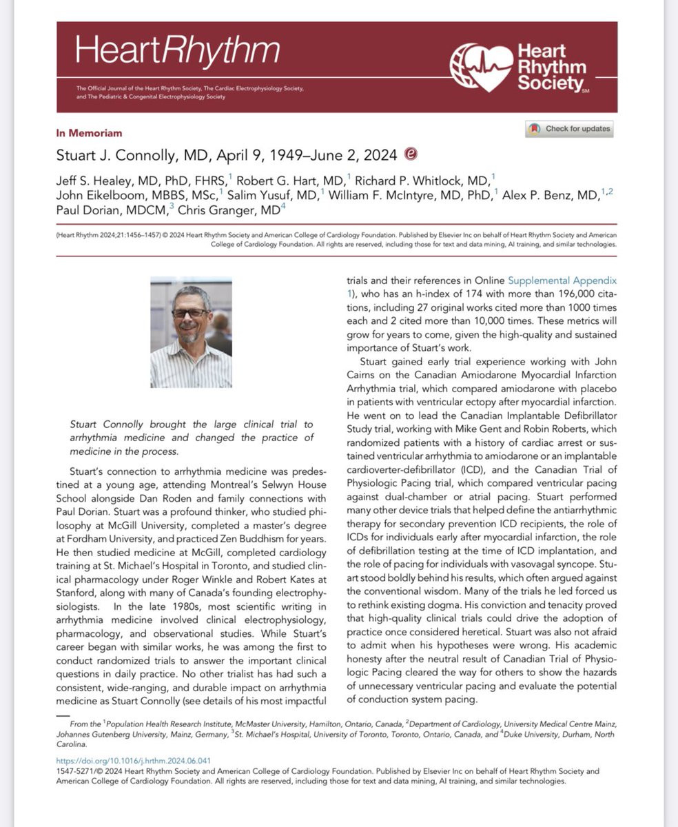 KhalidFAlhabib's tweet photo. “No other trialist has had such a consistent, wide-ranging, and durable impact on arrhythmia medicine as Stuart Connolly” https://t.co/1UIlYPiDZI