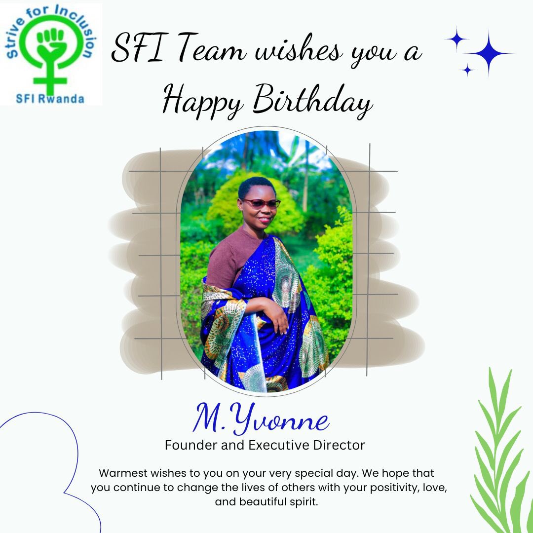 SFIRWANDA's tweet photo. 🎉 Happy Birthday to our incredible founder and Executive Director! @MusabyimanaY Your vision and leadership inspire us every day. Wishing you a year filled with joy and continued success. 🎂✨ #HappyBirthday #SFIcommunity https://t.co/SFHqXdDzRm