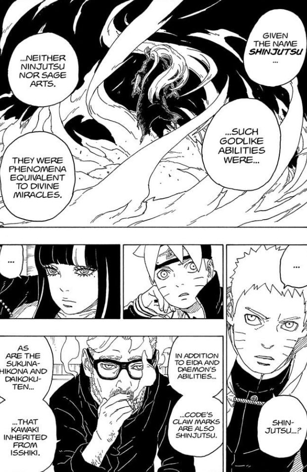 hebisasukew's tweet photo. Rereading these chapters my theory is that Boruto is gonna be Shibai’s reincarnate 
#BORUTO #BorutoTwoBlueVortex https://t.co/hHlogSQUH4