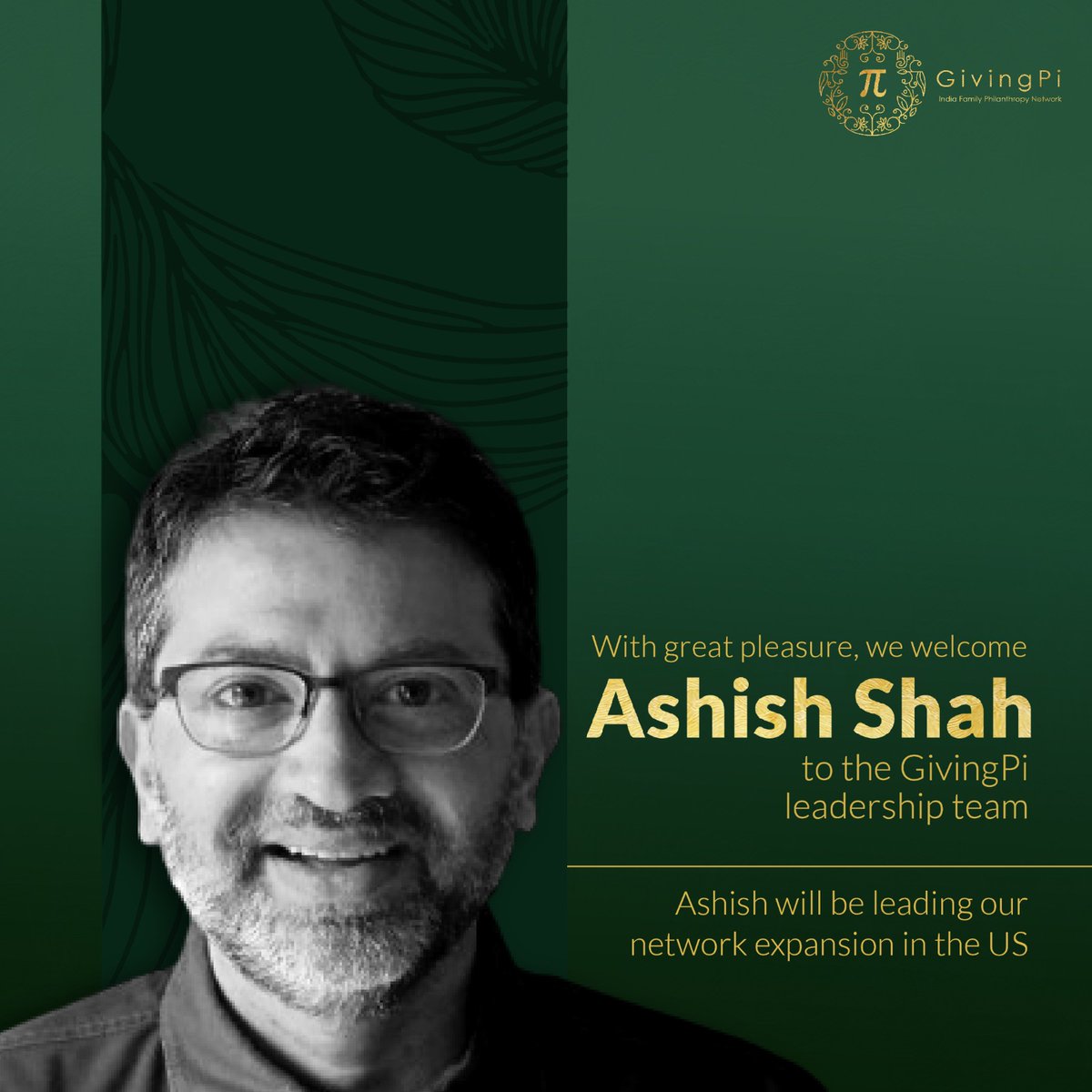 We're delighted to have Ashish Shah join GivingPi to lead our growth efforts in the US. With Ashish’s leadership, we start a new chapter in GivingPi’s journey, by unlocking the giving potential of the diaspora in the US towards causes in India. 

Join us in welcoming Ashish.
