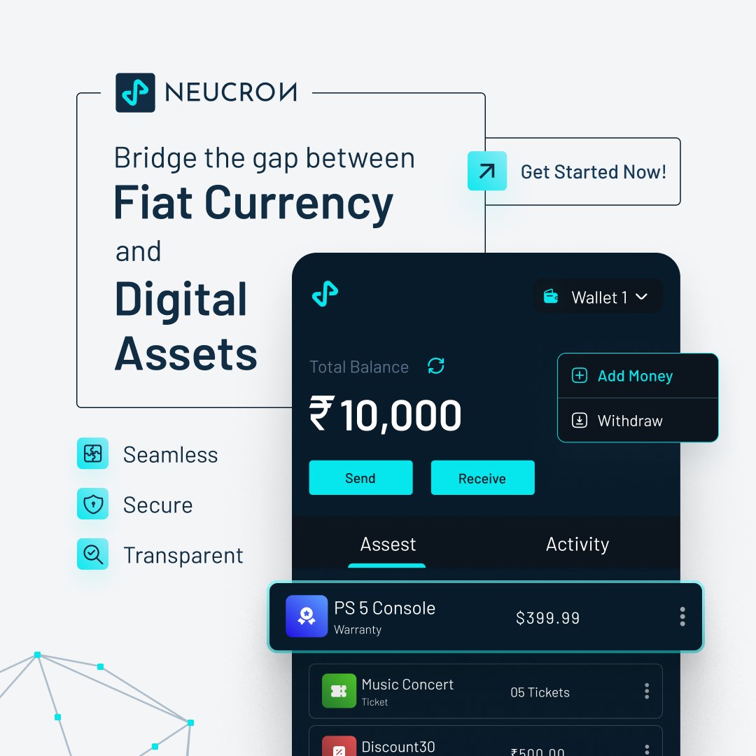 Seamlessly bridge the gap between fiat currency and digital assets. Enjoy secure, transparent transactions with our state-of-the-art wallet infrastructure. Get started today and step into the future of finance! 🌐💸

Visit neucron.io to Learn more.

#neucron #bsv