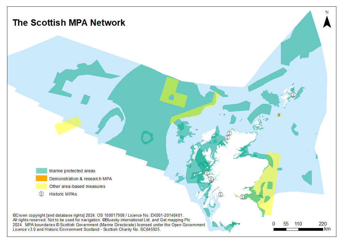 NatureScot's tweet photo. Scotland’s network of Marine Protected Areas consists of 247 sites, with 233 for conservation purposes, providing protection to 37% of our seas. Scotland is providing a significant contribution to international targets of reaching 30% global ocean protection by 2030. #MPADay🧵👇 https://t.co/AVIY3xsn6d