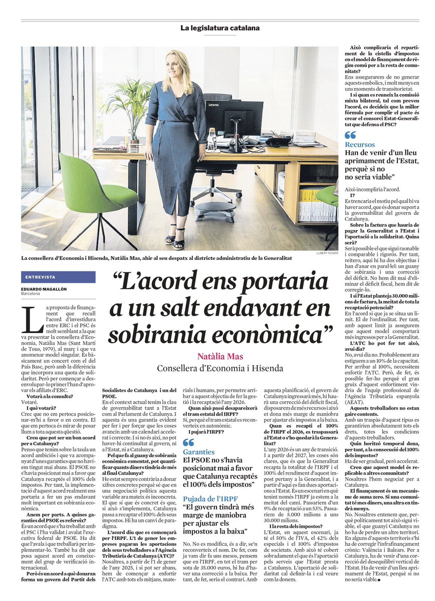 📰 Comparteixo aquesta entrevista d’avui a <a href="/LaVanguardia/">La Vanguardia</a>.

Tot el respecte pel procés de decisió de la militància d’<a href="/Esquerra_ERC/">Esquerra Republicana</a>, que és qui ha de valorar el preacord assolit, de forma lliure i informada.