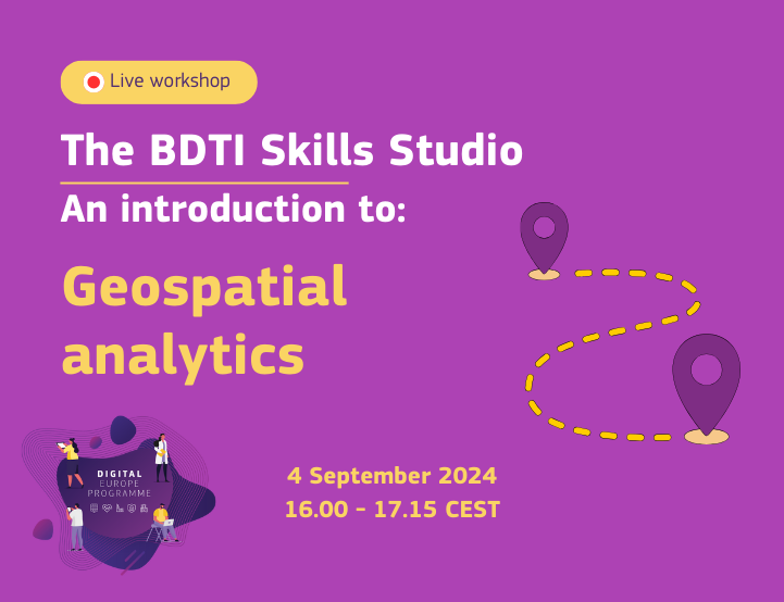 EU_DIGIT's tweet image. The first workshop from our BDTI Skills Studio introduces you to #GeospatialAnalytics. Join us to learn:

🟣 what is geospatial data
🟡 why is it relevant
🟣 how to build interactive geospatial application

Register now 👉europa.eu/!783tm7