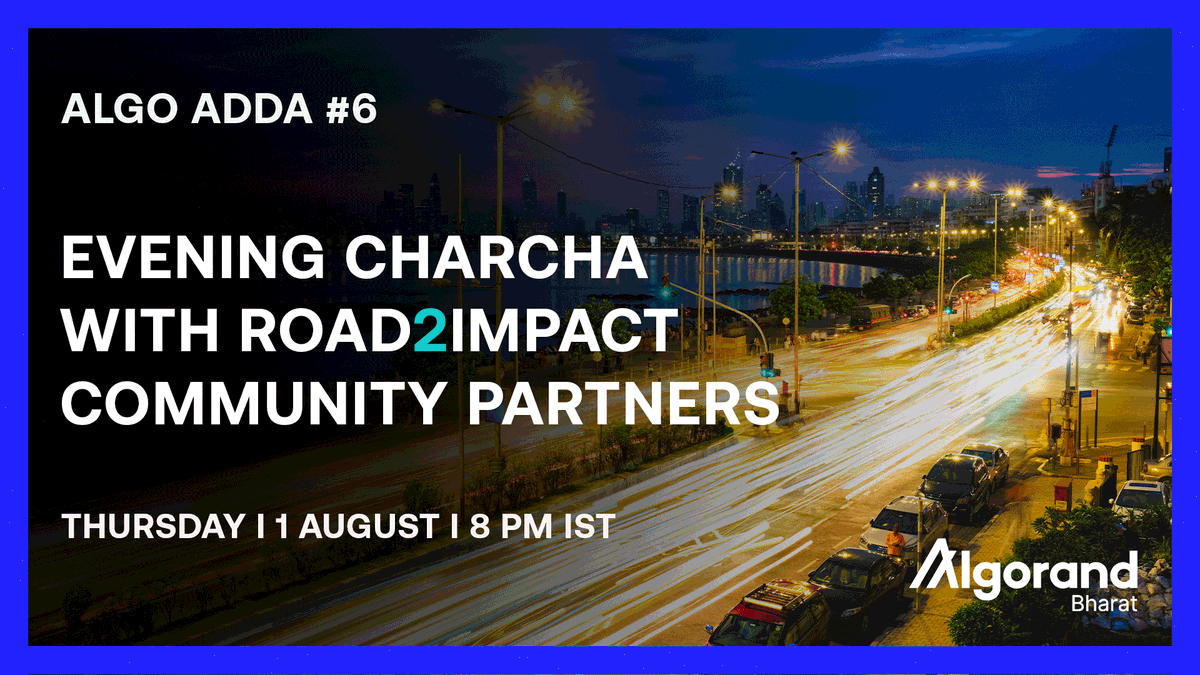 Neha Roy 🌟 (@royn_eha) on Twitter photo 🚀 Join us for an Evening Charcha on our <a href="/Algo_Bharat/">AlgoBharat</a> #Road2impact! 🚀
We're hosting an evening chat with #Road2Impact #community partners, & we'd love for you to be part of the conversation! 🌟
🗓️ Date: 1st Aug, Tonight
🕗 Time: 8:00 PM
👉 Link: x.com/i/spaces/1DXGy…
🧵👇 🚀 Join us for an Evening Charcha on our <a href="/Algo_Bharat/">AlgoBharat</a> #Road2impact! 🚀
We're hosting an evening chat with #Road2Impact #community partners, & we'd love for you to be part of the conversation! 🌟
🗓️ Date: 1st Aug, Tonight
🕗 Time: 8:00 PM
👉 Link: x.com/i/spaces/1DXGy…
🧵👇