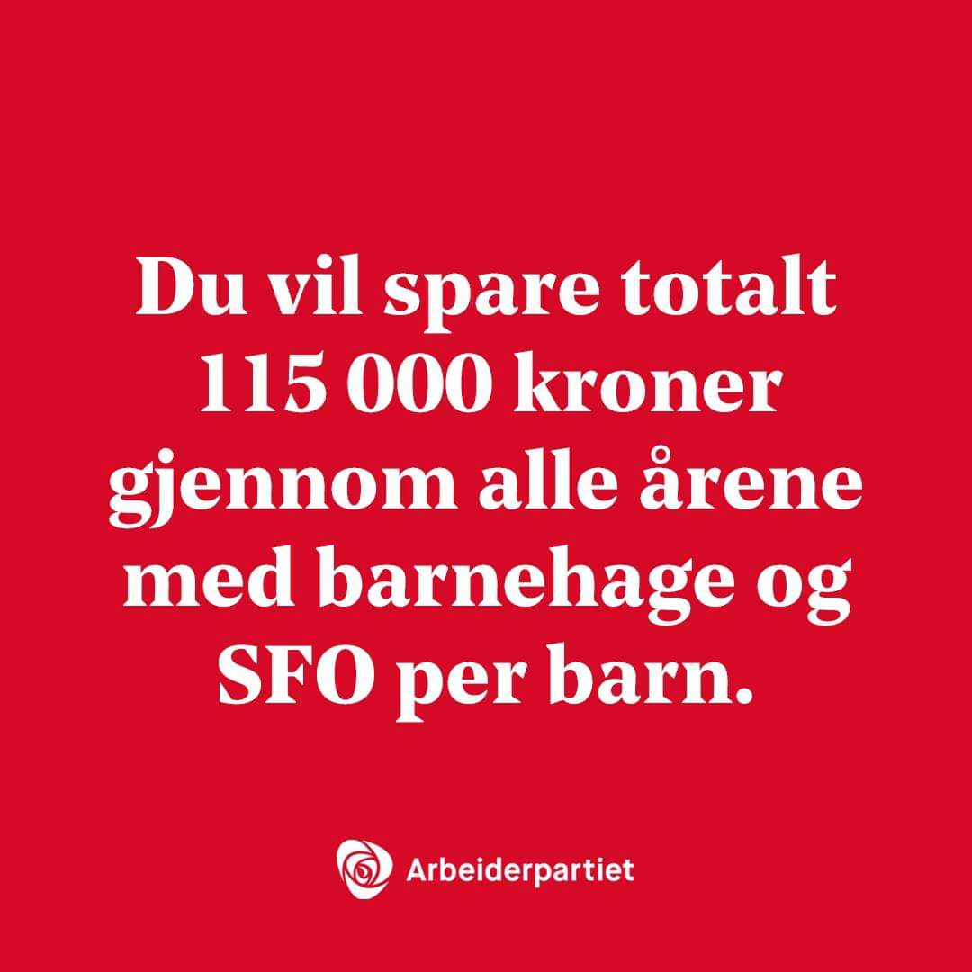 Nå kutter vi barnehageprisen med 1.000 kr i måneden 🌹
<a href="/Arbeiderpartiet/">Arbeiderpartiet</a>
