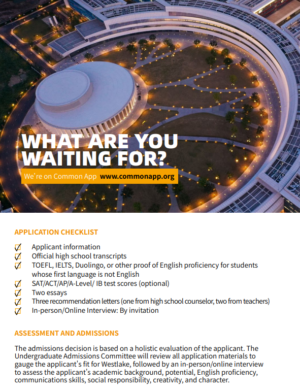 Westlake_Uni's tweet photo. 📣 Westlake University's international undergraduate application for Fall 2025 is NOW LIVE!🎉🎉

📝Start your application by clicking the Common App link https://t.co/TRk5jOssDv

#StudyAtWestlake #GoEastGoWestlake #WestlakeUniversity #LoveWestlake https://t.co/a5bpJHODie