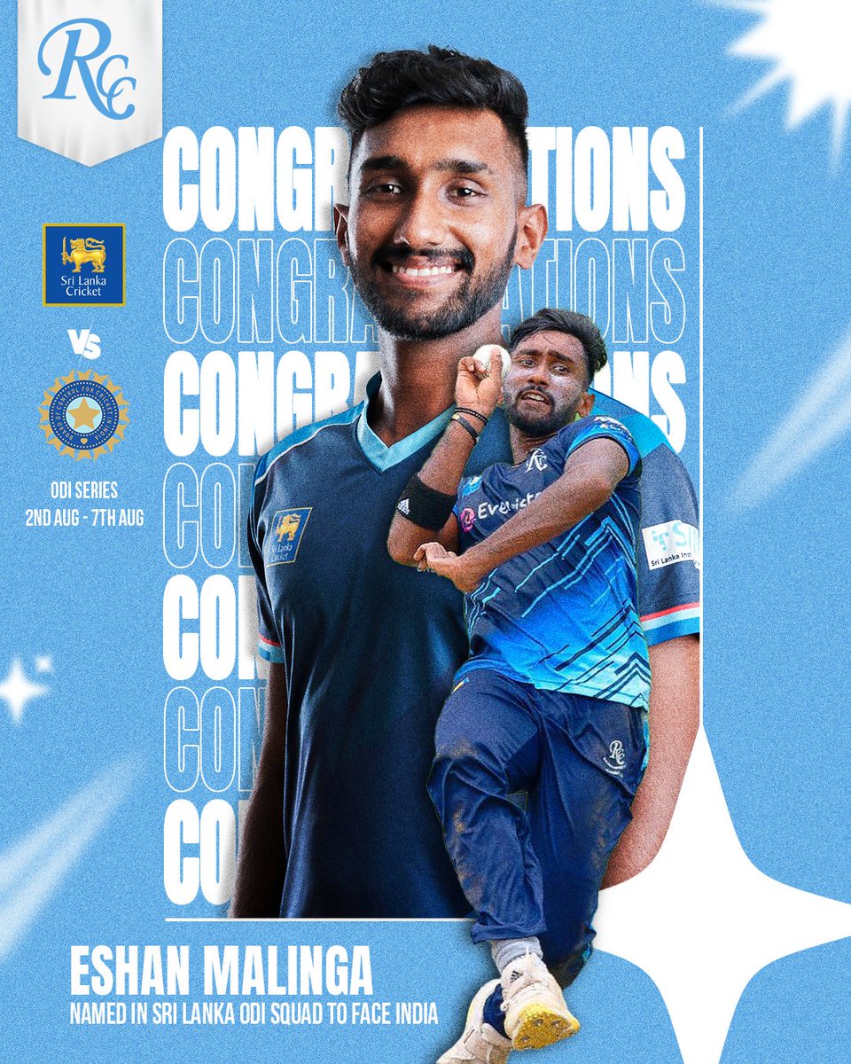 🏏 Big Cheers for Eshan Malinga! 🏏

Congratulations to our very own Eshan Malinga on being named in the Sri Lanka ODI squad to face India! 🌟

Your hard work and dedication at <a href="/RagamaCricketCl/">Ragama Cricket Club</a>  have paid off, and we couldn’t be prouder.

Wishing you all the best💪🔥