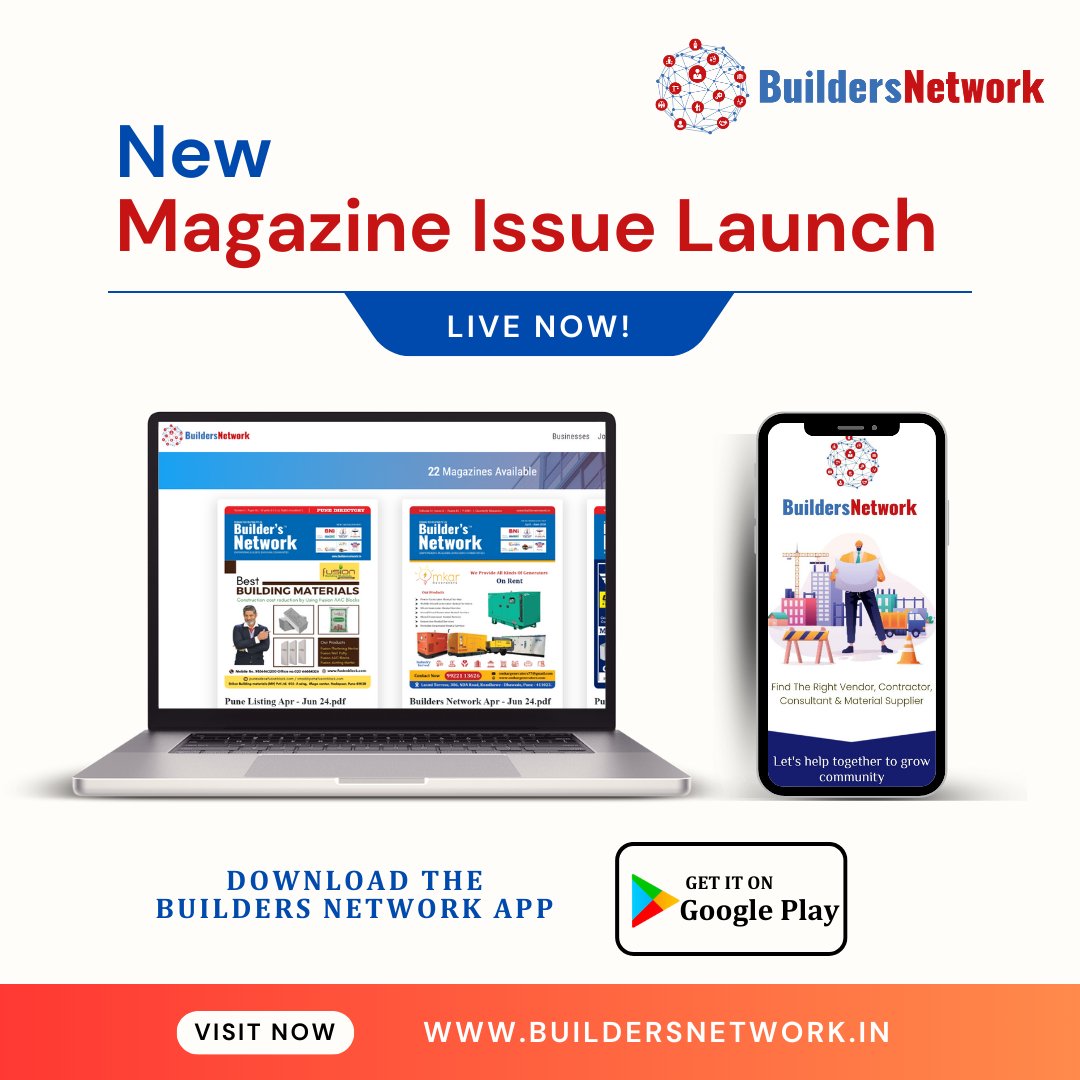 🏗️ Our latest issue is here! Packed with 🏗️
1.Industrial Architectural innovation
2.Engineering excellence
3.Construction software companies
4.Smart Cities Mission
5.Vendor quotations
Grab your copy now! 
buildersnetwork.in/web/magazine
#newmagazine