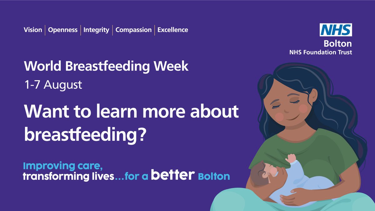 World Breastfeeding Week is an annual celebration, held every year from 1 to 7 August.

Over the next 7 days, we'll be promoting the services that can support your breastfeeding journey in Bolton.