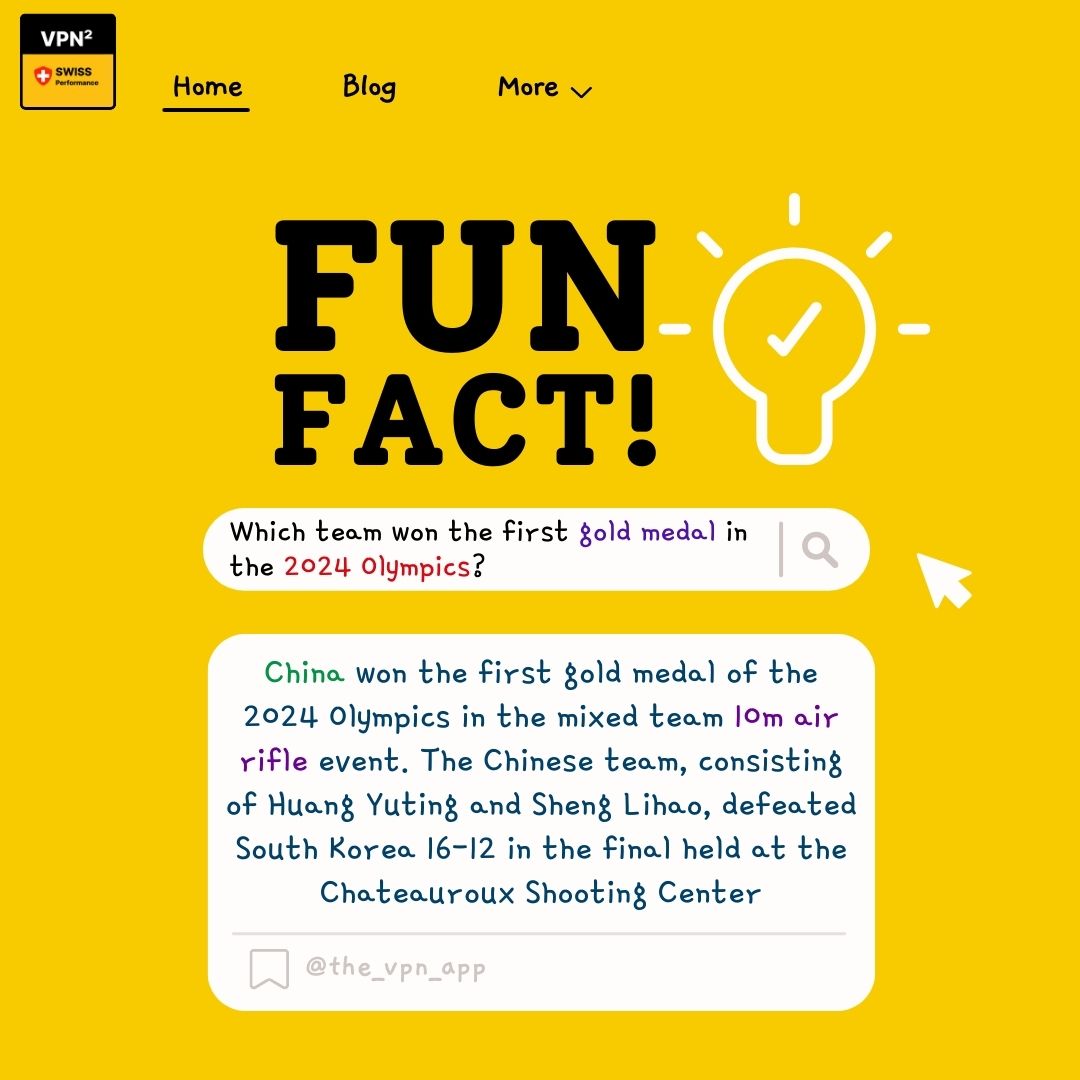 TheVpnApp's tweet image. Did you know? Which team won the first gold medal in the 2024 Olympics? 
Download Now!
Android: tinyurl.com/vpn2-download-…
iOS/MacOS: tinyurl.com/vpn2-ios-macos

#VPN #Freevpn #SecureConnection #DataPrivacy #OnlineSecurity #VirtualPrivateNetwork #InternetPrivacy #CyberSecurity