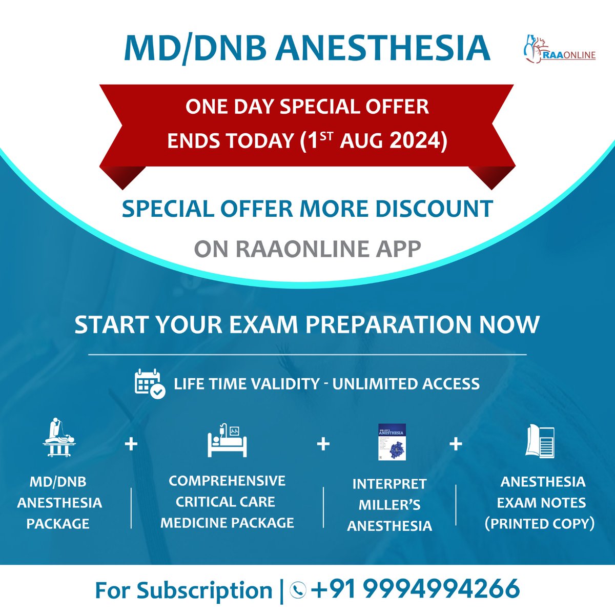 Raaonline's tweet photo. MD/DNB Anesthesia One Day Offer Ends Today on the Raaonline App.
Android: https://t.co/fSlaHVpc0T
IOS: https://t.co/oJAMS4dSCa
Contact: +91 9994994266
#Raaonline #pastexampapers #offerendnow #specialoffers #students #student #medicalcollege #medicalquestion #medicalstudents https://t.co/A1XYl3vdpH