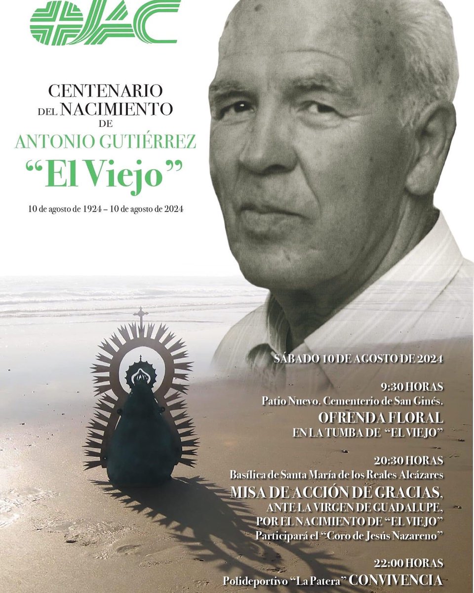 AlDiaUbeda's tweet photo. EL VIEJO | Con motivo del centenario del nacimiento de nuestro Antonio Gutierrez “El Viejo” JAC UBEDA organiza estos actos conmemorativos.

Participemos en este bonito homenaje. https://t.co/9BYuhhQ5am