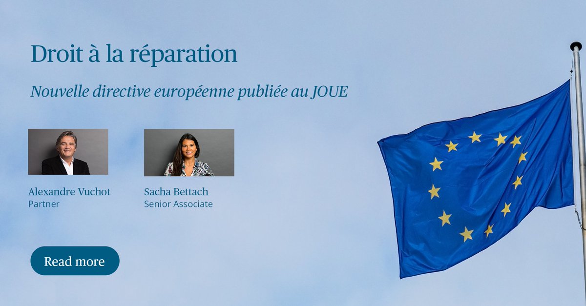 🔧Nouvelle directive européenne visant à renforcer les dispositions relatives à la réparation des biens
Article de S. Bettach et A. Vuchot 👉2bird.ly/46tb5AH