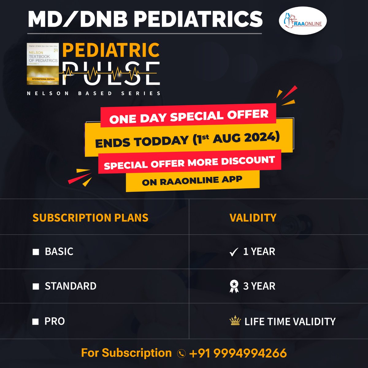 Raaonline's tweet photo. MD/DNB Pediatrics One Day Offer Ends Today on the Raaonline App.
Android: https://t.co/fSlaHVpc0T
IOS: https://t.co/oJAMS4dSCa
Contact: +91 9994994266
#Raaonline #pastexampapers #offerendnow #specialoffers #students #student #videolectures #specialoffer #medical #medicalstudents https://t.co/tmgqHV8yAR