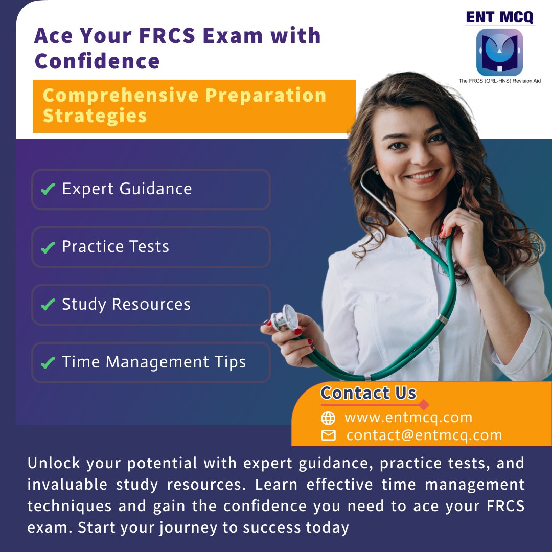 ENT MCQ - The FRCS (ORL-HNS) Exam Revision Aid (@entmcq) on Twitter photo Our expert guidance, practice tests, and study resources will help you achieve your full potential.
๐๐จ๐ง๐ญ๐๐๐ญ ๐ฎ๐ฌ ๐จ๐ง support@entmcq.com and visit us on entmcq.com
#FRCSORLHNS #OtoPrep #ENTExam #MedEd #frcsent #surgery #medical #audiology #ENTMCQSupport Our expert guidance, practice tests, and study resources will help you achieve your full potential.
๐๐จ๐ง๐ญ๐๐๐ญ ๐ฎ๐ฌ ๐จ๐ง support@entmcq.com and visit us on entmcq.com
#FRCSORLHNS #OtoPrep #ENTExam #MedEd #frcsent #surgery #medical #audiology #ENTMCQSupport