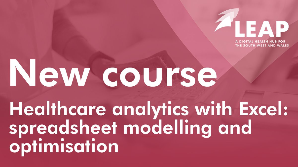 LEAP Digital Health Hub (@leap_hub) on Twitter photo 📢 New course available! We've added a new CPD course to the LEAP training catalogue. 'Healthcare analytics with Excel: spreadsheet modelling and optimisation' is lead by LEAP team members <a href="/drdanielgartner/">Dr. Daniel Gartner</a> <a href="/profpaulharper/">Paul Harper</a> and Prof Maneesh Kumar. leap-hub.ac.uk/training-cours… 1/2 📢 New course available! We've added a new CPD course to the LEAP training catalogue. 'Healthcare analytics with Excel: spreadsheet modelling and optimisation' is lead by LEAP team members <a href="/drdanielgartner/">Dr. Daniel Gartner</a> <a href="/profpaulharper/">Paul Harper</a> and Prof Maneesh Kumar. leap-hub.ac.uk/training-cours… 1/2