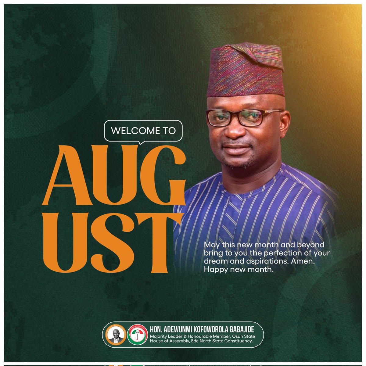 Dear constituents,

Wishing you a happy new month.