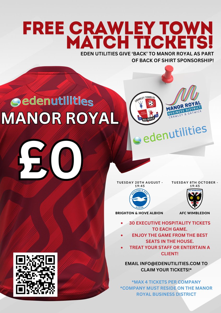 eden utilities (@edenutilities) on Twitter photo Eden Utilities is the new Back of Shirt sponsor you say?
#GivingBack
#TownTeamTogether 🔴
<a href="/crawleytown/">Crawley Town FC</a> <a href="/manor_royal/">Manor Royal BID</a> Eden Utilities is the new Back of Shirt sponsor you say?
#GivingBack
#TownTeamTogether 🔴
<a href="/crawleytown/">Crawley Town FC</a> <a href="/manor_royal/">Manor Royal BID</a>