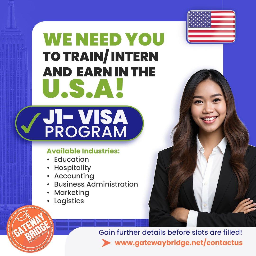 gatewaybridge's tweet image. Step into a world of opportunities and dive into the vibrant culture of the United States with our J-1 Internship and Trainee Programs! 

Spots are limited, so act fast to secure your place and redefine your career
&amp;gt; gatewaybridge.net/contactus.

#GatewayBridgeEdu #USInternships