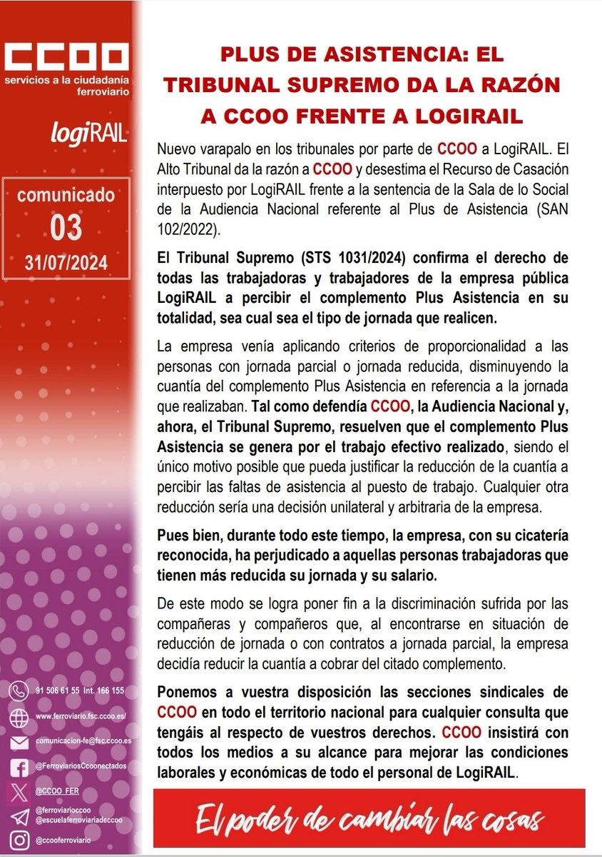 AtteCcoo's tweet photo. 📢  !!El tribunal supremo da la razón a CCOO!! https://t.co/Q4VwlaRLZb