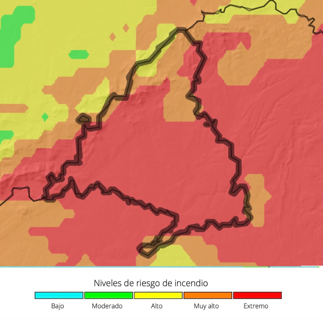 🗺️ Mapa de riesgo de #IIFF.

🔴 Nivel EXTREMO.

🗓️ Jueves, 1 de agosto.

Fuente:  <a href="/AEMET_Esp/">AEMET</a>

#STOPincendios
#INFOMA24
#ASEM112