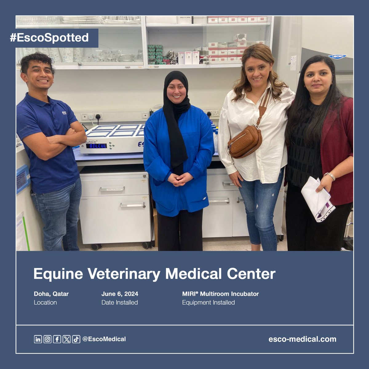 #EscoSpotted: MIRI® #MultiroomIncubator Now at the Equine Veterinary Medical Center in Doha, Qatar

For more information about our products, visit esco-medical.com

#EscoMedical #Embryology #IVF #IVFIncubator #ReproductiveTechnology