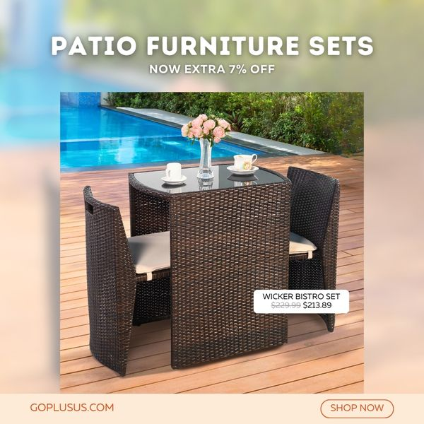 Goplusuper's tweet image. 🌞 Transform your balcony into a cozy oasis with Goplus Wicker Bistro Set! 🌿✨
👍 Strong steel frame &amp;amp; rattan wicker
🏢 Space-saving design
🪑 Removable cushion covers
😀 Durable tempered glass
Shop now at goplusus.com and enjoy 7% off! 🛒💥

#Goplus #bistroset