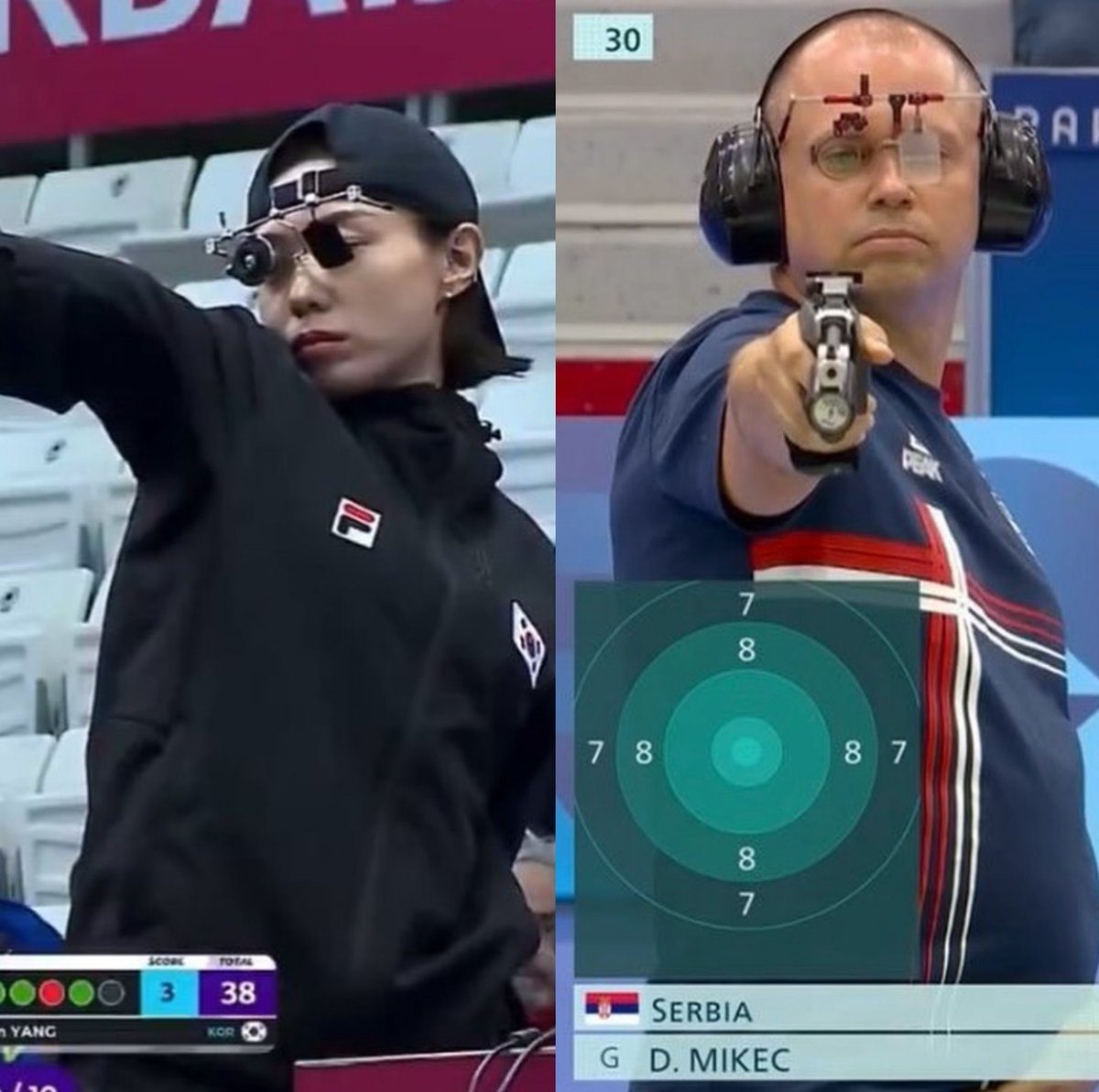 irlandamaya's tweet photo. El representante de Corea del Sur usó gafas especializadas con visor táctico de última generación,a ojo cerrado/El de Serbia usó gafas protectoras,cascos antirruido,a ojo cerrado/El de Turquía:usó sus lentes de miopía,ojos abiertos,mano en bolsillo,y ganó medalla de plata!#JJOO https://t.co/m941ffJ0ba