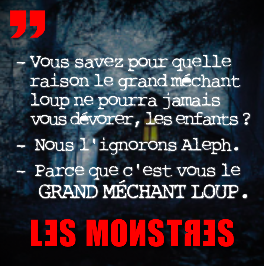 Maud__Mayeras's tweet photo. " Vous savez pour quelle raison le grand méchant loup ne pourra jamais vous dévorer, les enfants ?
- Nous l'ignorons Aleph.
- Parce que c'est vous le grand méchant loup. "

ＬΞＳ ＭＯＮＳＴＲΞＳ - 2020
.
.
.
@Ed_AnneCarriere  @Pocket_Editions  #thriller #lecture #Monstres https://t.co/yvaMVJRol3