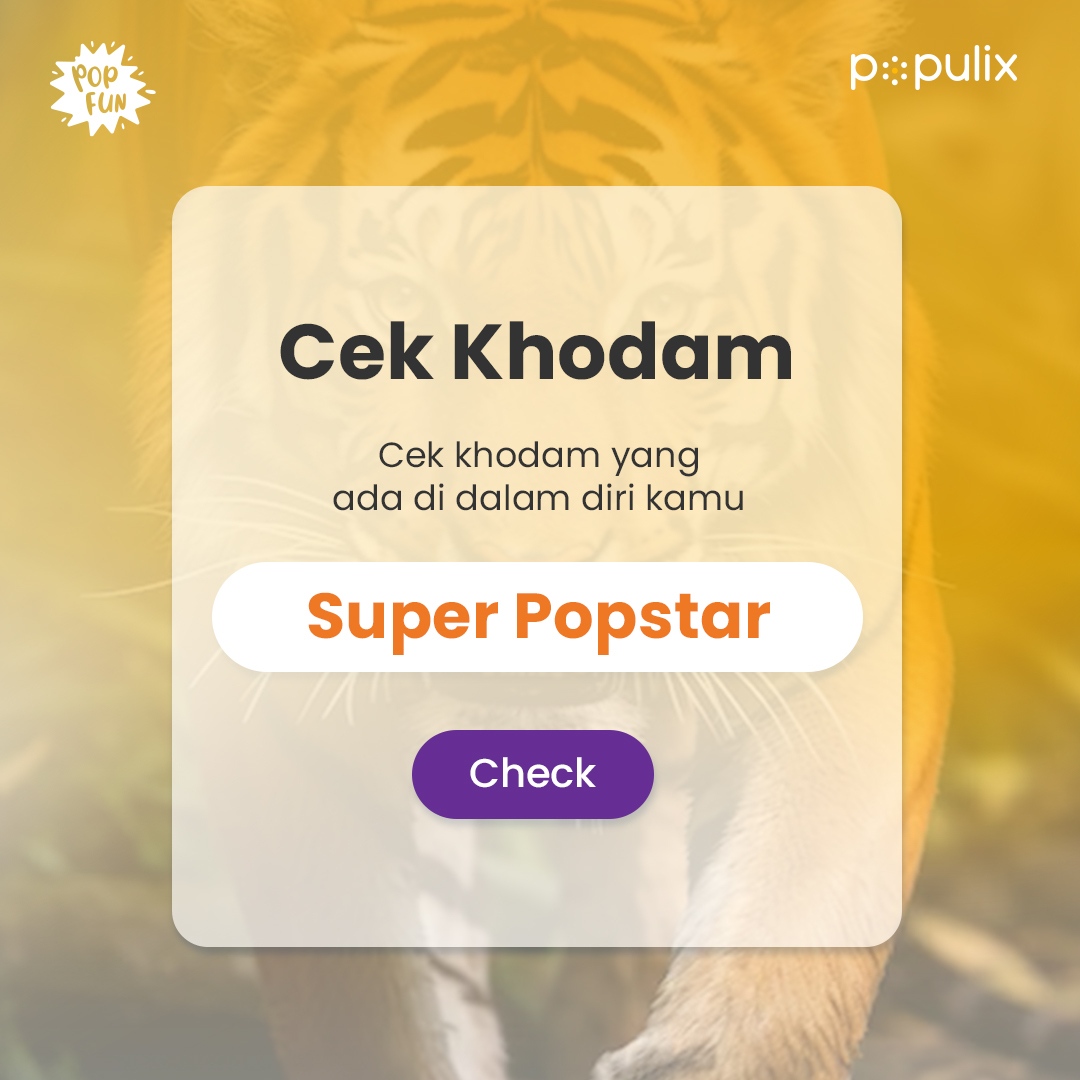 populixco's tweet photo. Sudahkah kamu cek khodammu hari ini?
Coba deh cek khodammu setelah join Super Popstars! pasti jadinya selalu cuan ๐ต๐ธ
#Populix #SuperPopStar #PowerAllVoice #PowerAllGrowth #SurveiOnline #SuperPopstar #Komunitas #Penghasilantambahan https://t.co/hW27gYogxT