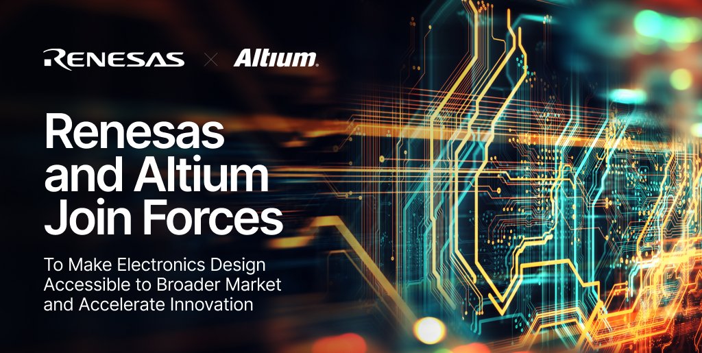 We are excited to announce that <a href="/RenesasGlobal/">Renesas Electronics</a> and Altium joined forces today! Together we will make electronics design accessible to broader market and accelerate innovation. 

For more details: bit.ly/3Af8Qoe

#ToMakeOurLivesEasier #Renesas #Altium