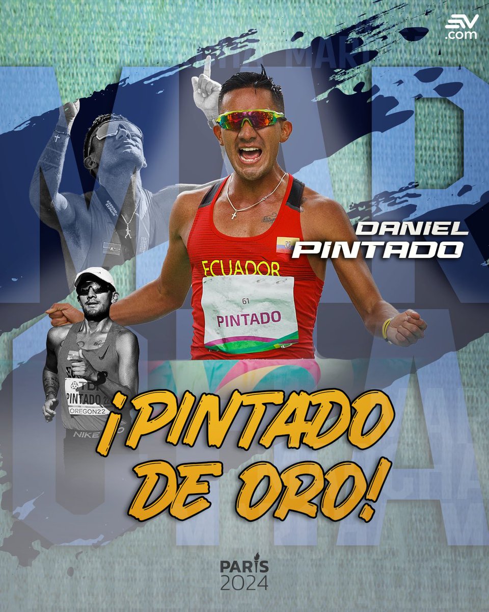 ¡SE HACE HISTORIA! 🇪🇨🏅 Brian Daniel Pintado se lleva el oro en la competencia de 20km marcha masculino en #Paris2024 ▶️ bit.ly/3YL2g3p