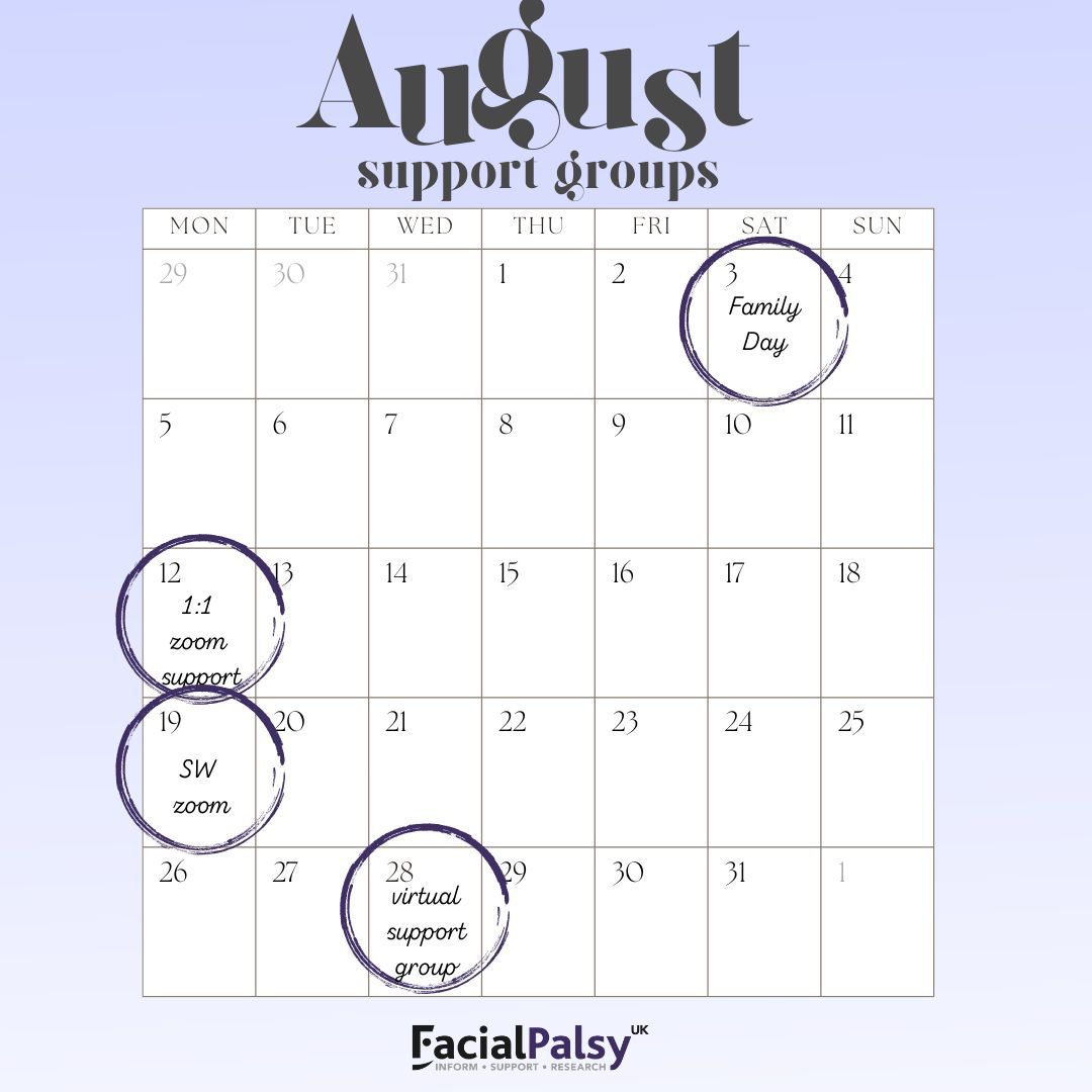 August 2024
💜 3/8/24: Mandy Brailsford Family Day at Barnstondale Outdoor Activity Centre (prebooked attendees only)
💜 12/8/24: 1:1 support appointments 
💜 19/8/24: South-West zoom support group
💜 28/8/24: Virtual support group on zoom

Email us for more info or to register!