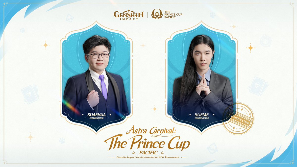AstraCarnival's tweet photo. Mics? Check! Commentators? Ready to rumble!!! Familiar figures to us all now, let's see if they can still surprise you this time!

#GenshinImpact #GeniusInvokationTCG https://t.co/r7SngBjxdS