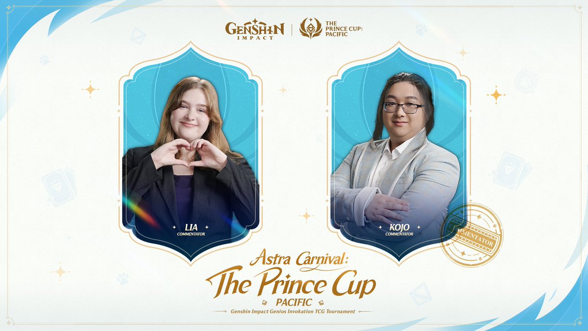 AstraCarnival's tweet photo. Mics? Check! Commentators? Ready to rumble!!! Familiar figures to us all now, let's see if they can still surprise you this time!

#GenshinImpact #GeniusInvokationTCG https://t.co/r7SngBjxdS
